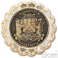 Магнит из бересты Хабаровск-Герб купола серебро